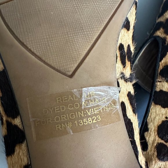 Franco Sarto shoes women 6M Vianna Cow Fur metallic block heel leopard pointy - Picture 8 of 9